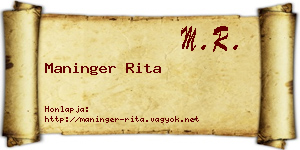 Maninger Rita névjegykártya